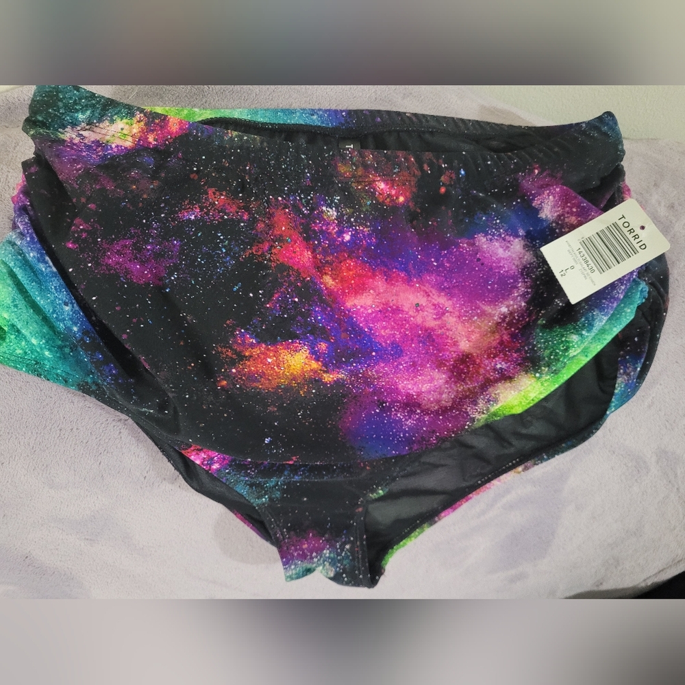 Torrid galactic high waist bikini bottom. - Black and Purple